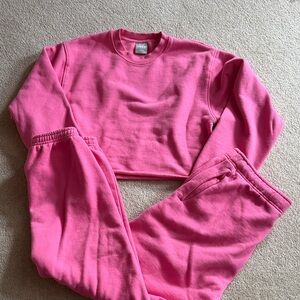 TNA Pink Cropped Sweatshirt and Joggers Set